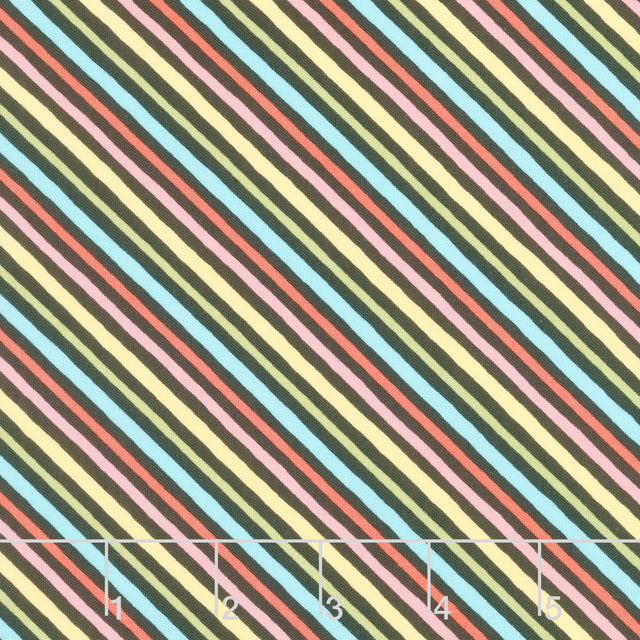 Sweet Little Pleasures - Diagonal Stripes Black Multi Yardage Primary Image