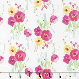 Fruitful Pleasures - Floral White Yardage