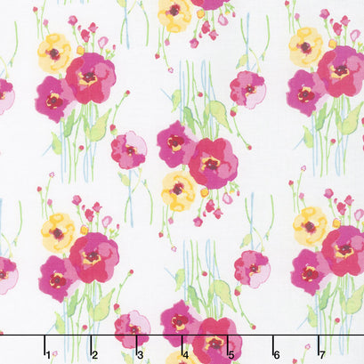Fruitful Pleasures - Floral White Yardage