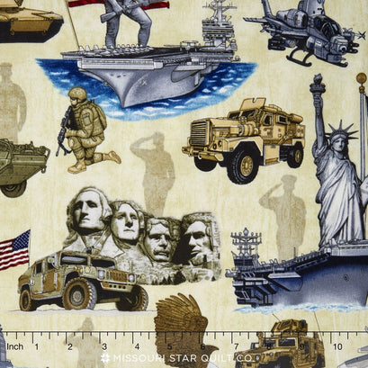 Home of the Brave - Patriotic Icons Oatmeal Yardage