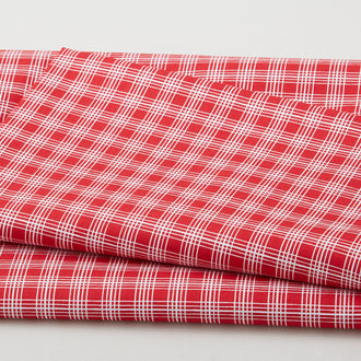 Raspberry Ripple - Pencil Line Plaid Red 2 Yard Cut