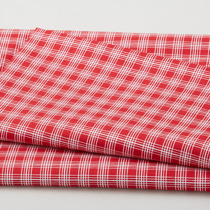 Raspberry Ripple - Pencil Line Plaid Red 2 Yard Cut