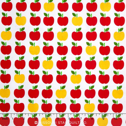 Back to School 2 - Apples White Yardage