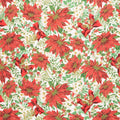 Christmas Musical - Poinsettia Serenade Cream Metallic Yardage Primary Image