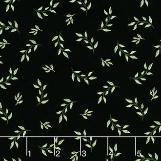 Bliss - Leaves Black Yardage