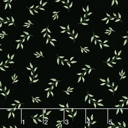Bliss - Leaves Black Yardage