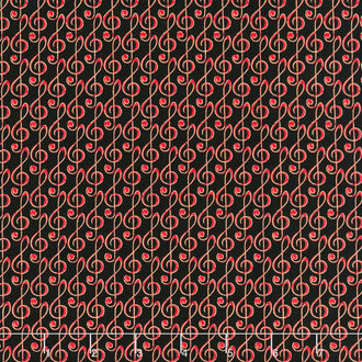 Christmas Musical - Musical G-Clef Black Red Yardage