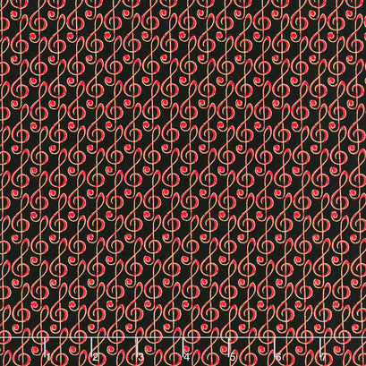Christmas Musical - Musical G-Clef Black Red Yardage