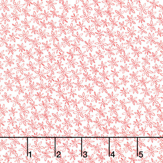 Garden Redwork - Ditsy Floral Outline White Yardage