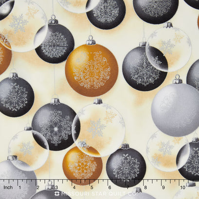 Winter's Grandeur Black - Winter Metallic Yardage
