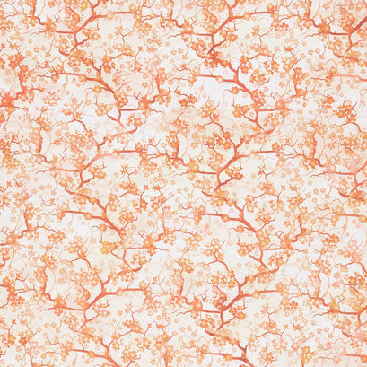 Oriental Gardens - Cherry Blossoms Orange Digitally Printed Yardage