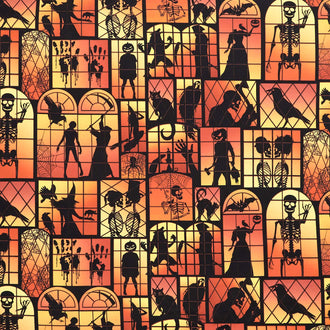 All Hallows Eve - Halloween Windows Cling Sticker Orange Yardage