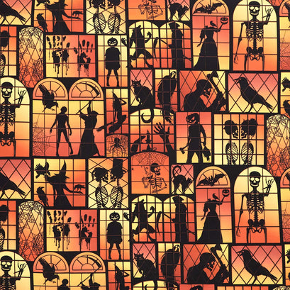 All Hallows Eve - Halloween Windows Cling Sticker Orange Yardage