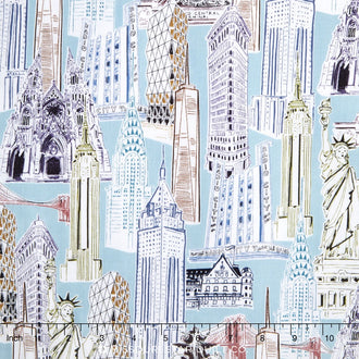 Dream Vacation - Landmarks Vintage Blue Yardage