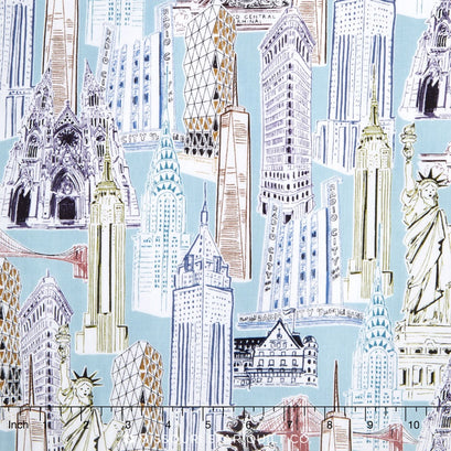 Dream Vacation - Landmarks Vintage Blue Yardage