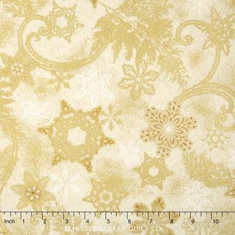 Holiday Flourish 9 - Traditional Colorstory Snowflake Sky Ivory Metallic Yardage