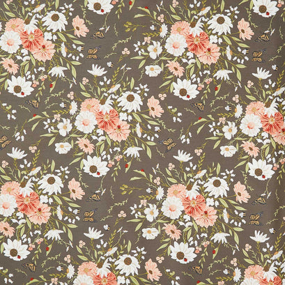 Farmstead - Farm Fresh Flowers Charcoal Yardage