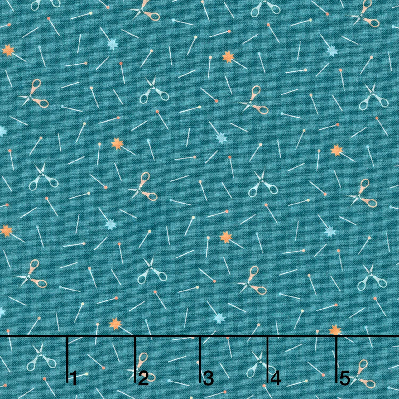Welcome To Quilt Town - Scissors and Pins Teal Yardage