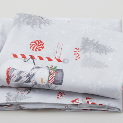 Frosty Merry-Mints - Scenic Snowmen Gray 3 Yard Cut