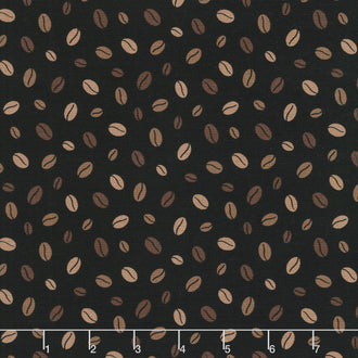 Coffee Life - Coffee Bean Toss Black Yardage