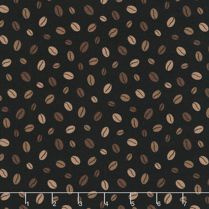 Coffee Life - Coffee Bean Toss Black Yardage