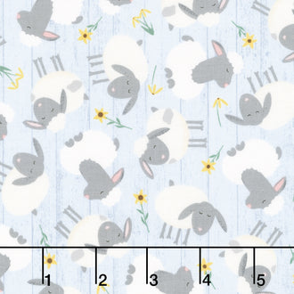 Farm-tastic Friends - Tossed Sheep Blue Yardage