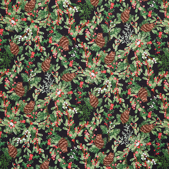 Snowbirds - Winter Greenery Black Yardage