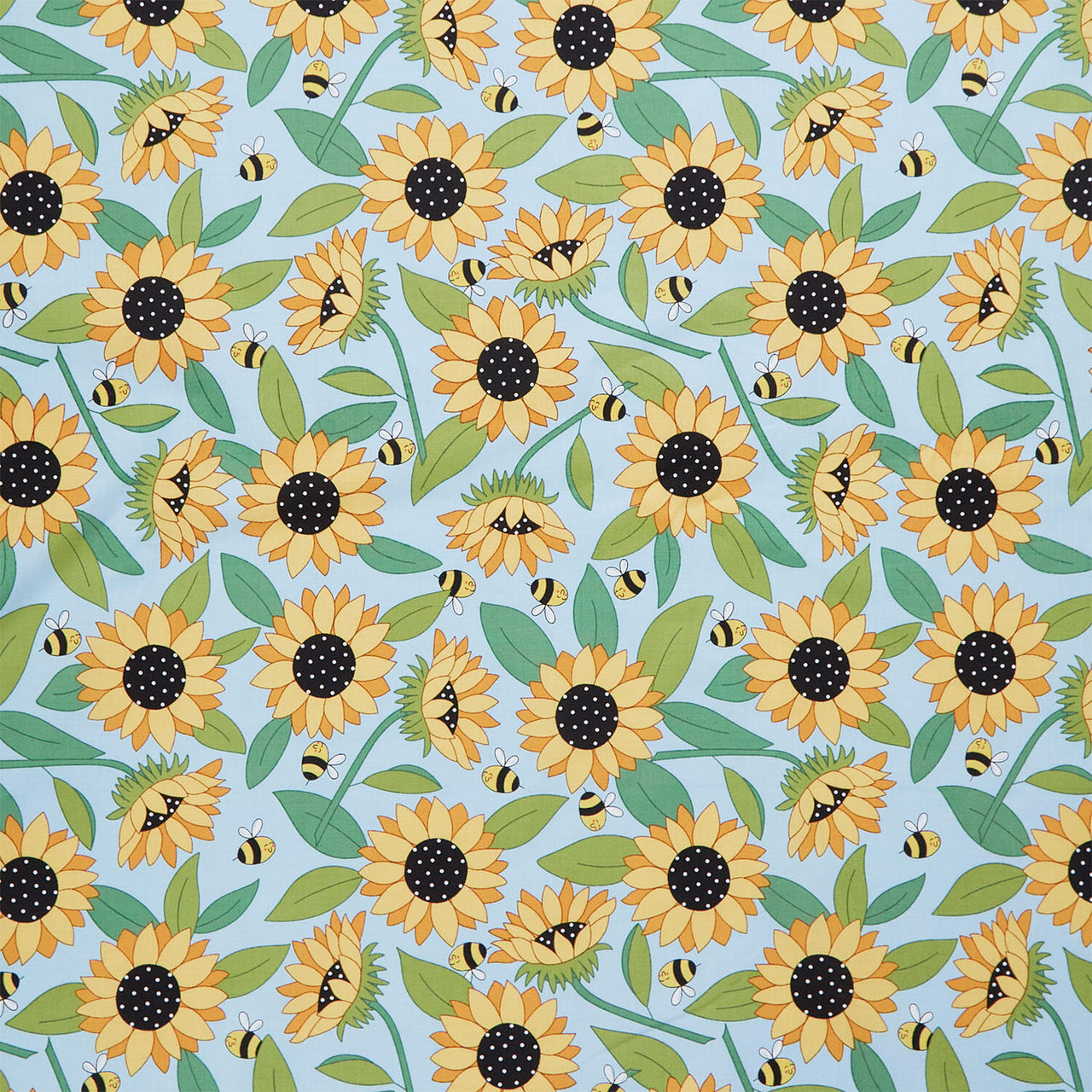 Sunny Honey - Blooms Abuzz Blue Yardage
