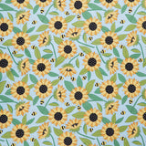 Sunny Honey - Blooms Abuzz Blue Yardage