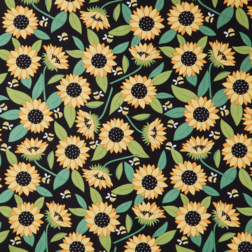Sunny Honey - Blooms Abuzz Black Yardage