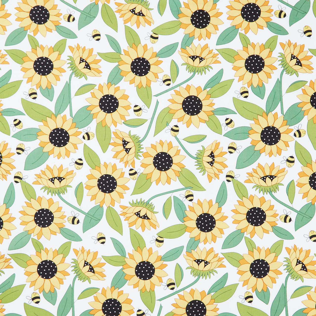 Sunny Honey - Blooms Abuzz White Yardage