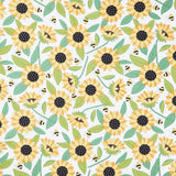 Sunny Honey - Blooms Abuzz White Yardage