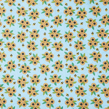 Sunny Honey - Sunny Bouquet Blue Yardage