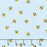 Sunny Honey - Buzzy Bees Blue Yardage