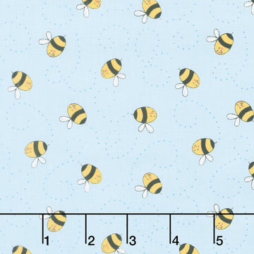 Sunny Honey - Buzzy Bees Blue Yardage