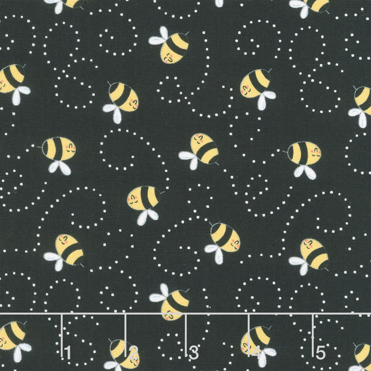 Sunny Honey - Buzzy Bees Black Yardage