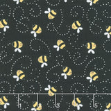 Sunny Honey - Buzzy Bees Black Yardage