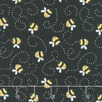 Sunny Honey - Buzzy Bees Black Yardage