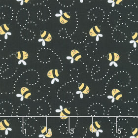 Sunny Honey - Buzzy Bees Black Yardage