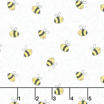 Sunny Honey - Buzzy Bees White Yardage