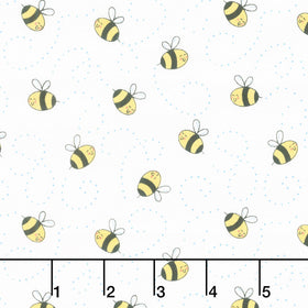 Sunny Honey - Buzzy Bees White Yardage