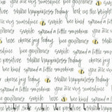Sunny Honey - Bee Positive White Yardage