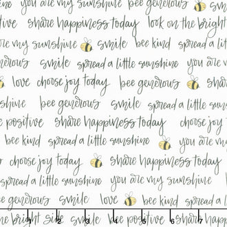 Sunny Honey - Bee Positive White Yardage