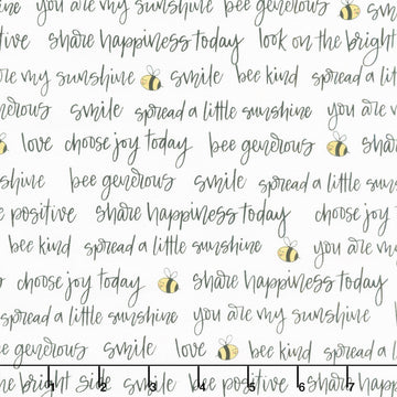 Sunny Honey - Bee Positive White Yardage