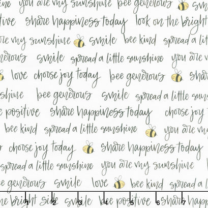 Sunny Honey - Bee Positive White Yardage