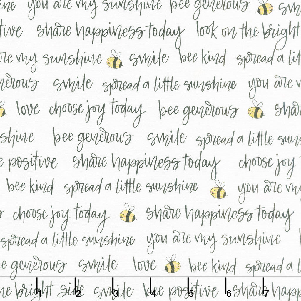 Sunny Honey - Bee Positive White Yardage