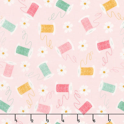 Bloom and Sew - Spools and Blooms Ballet Pink Yardage