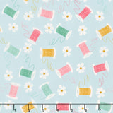 Bloom and Sew - Spools and Blooms Sky Yardage