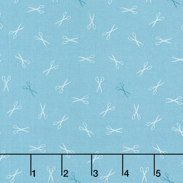 Sewing Bird - Good Scissors Azure Yardage