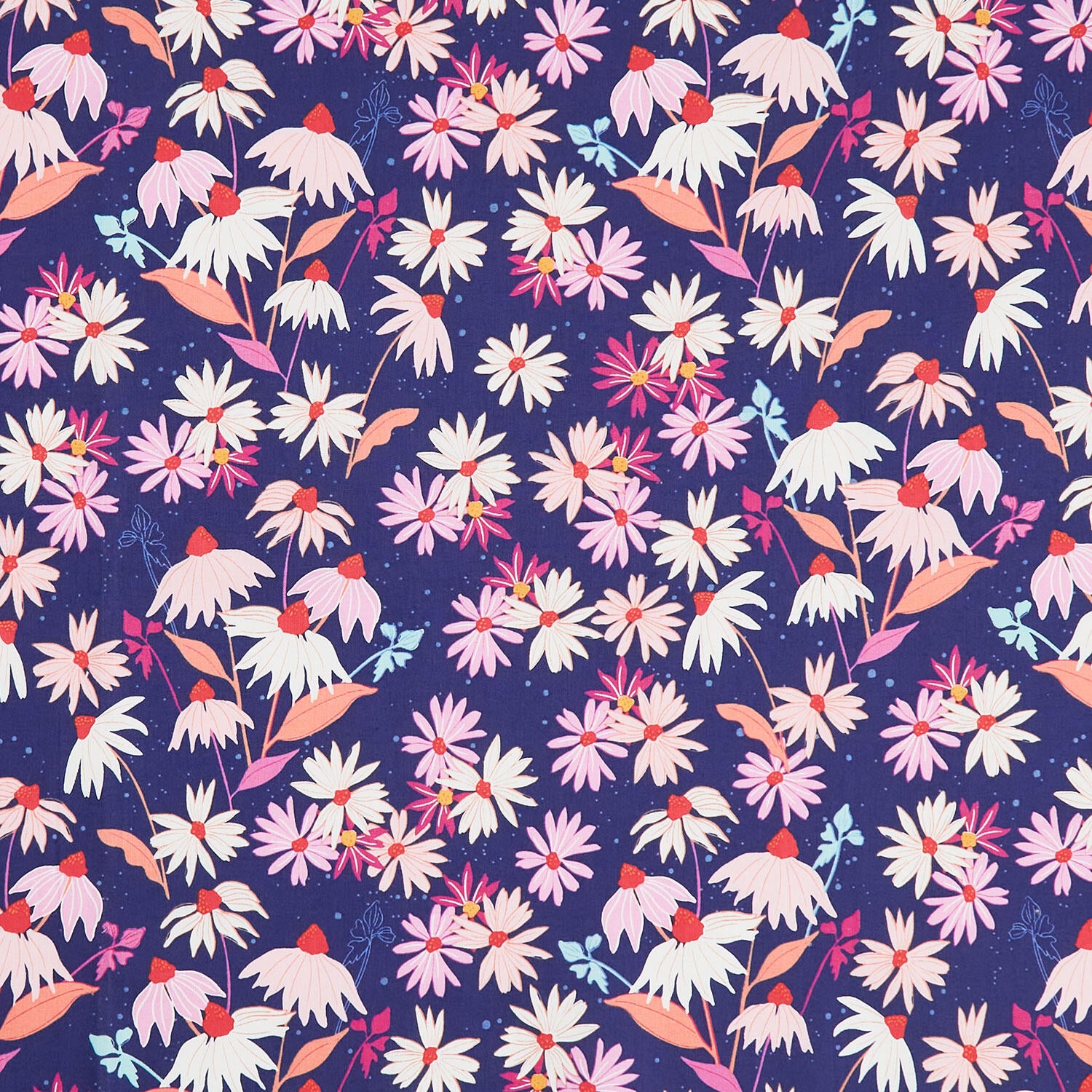 Petals and Stitches - Echinacea Navy Yardage